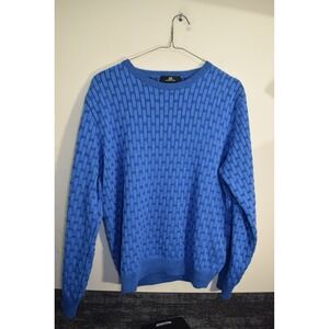 Y2K Montechiaro Herringbone Textured Weave Wool Crew Neck Sweater Mens L Italy